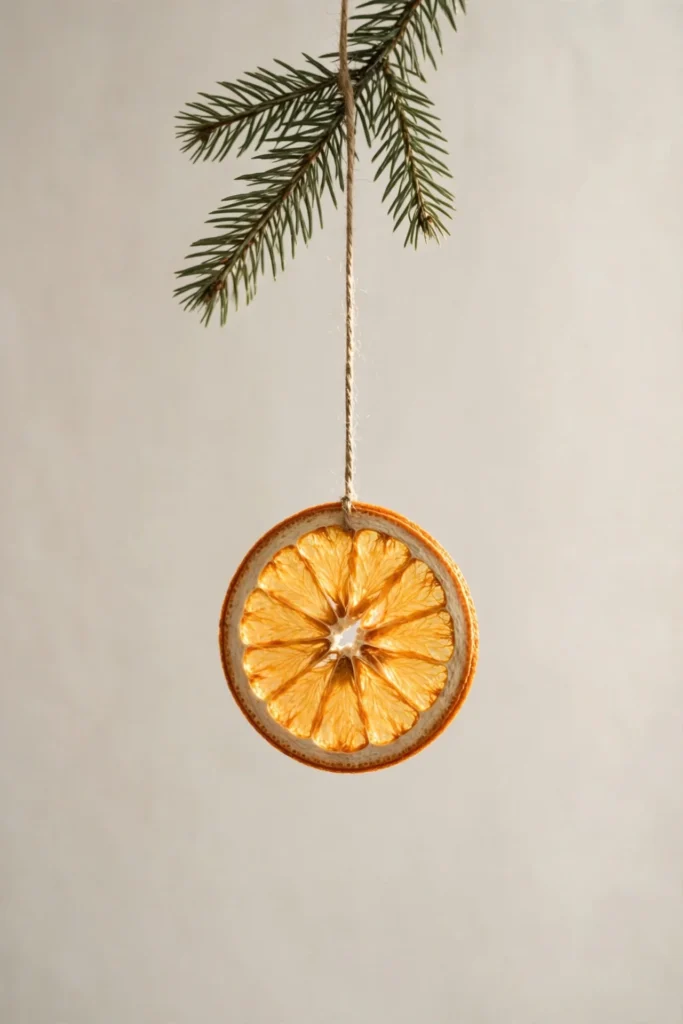 minimalist christmas ornament single dried orange slice