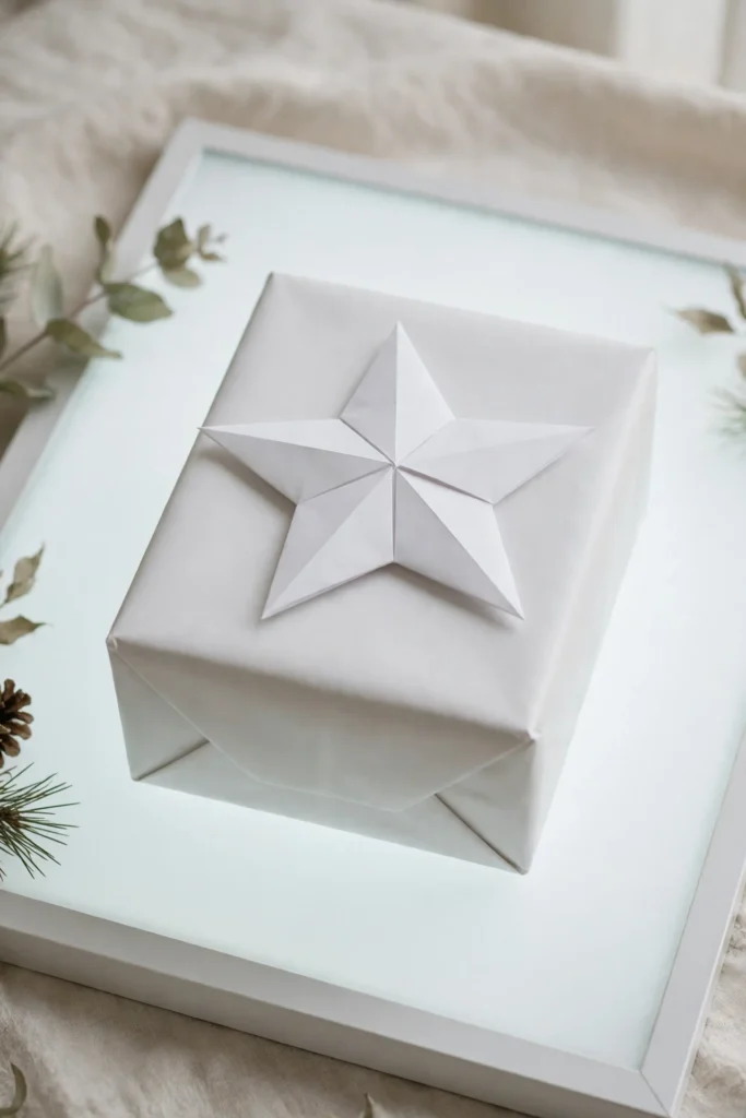 minimalist christmas gift wrapping paper star wrapped box
