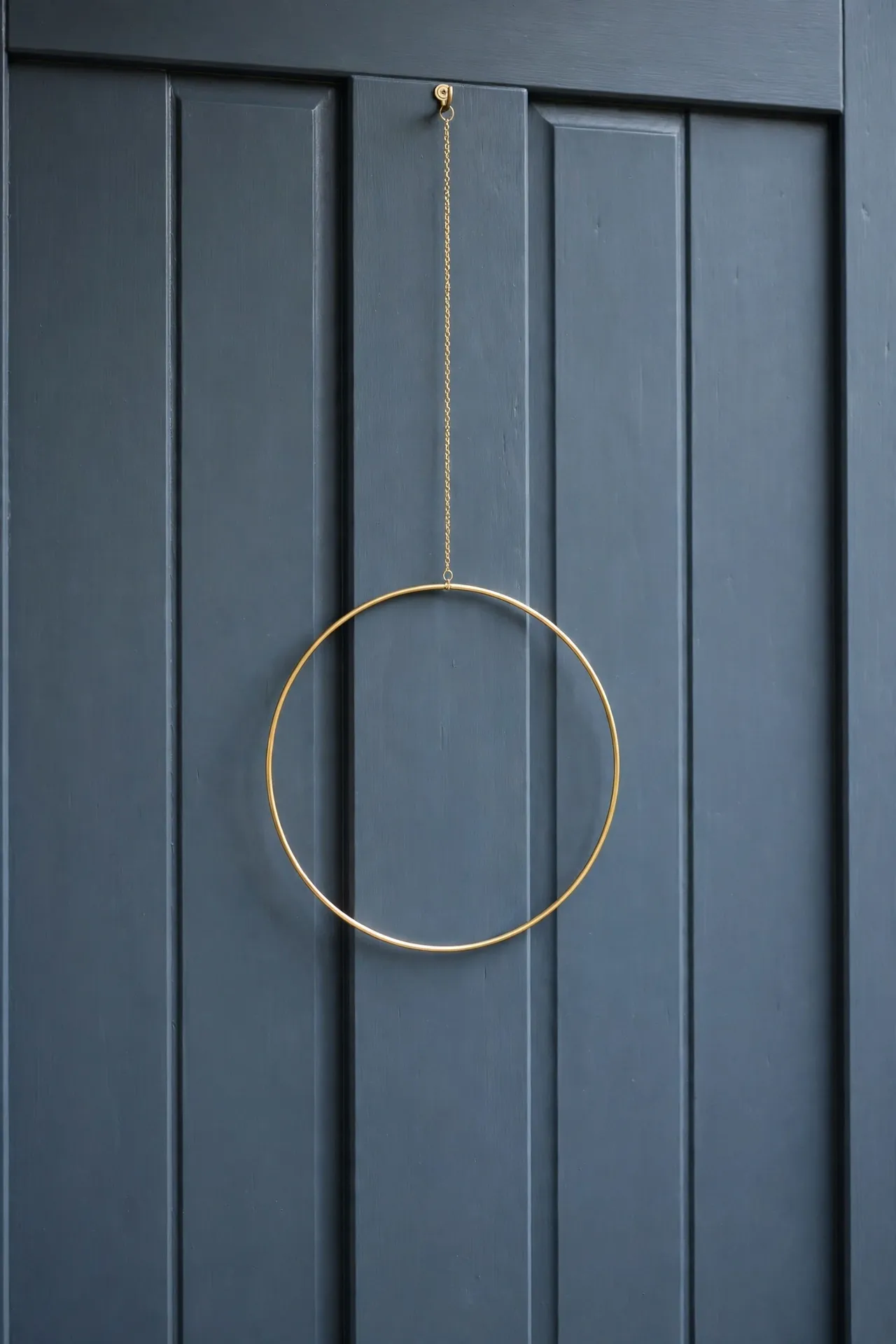 minimal christmas wreath thin gold metal hoop bare