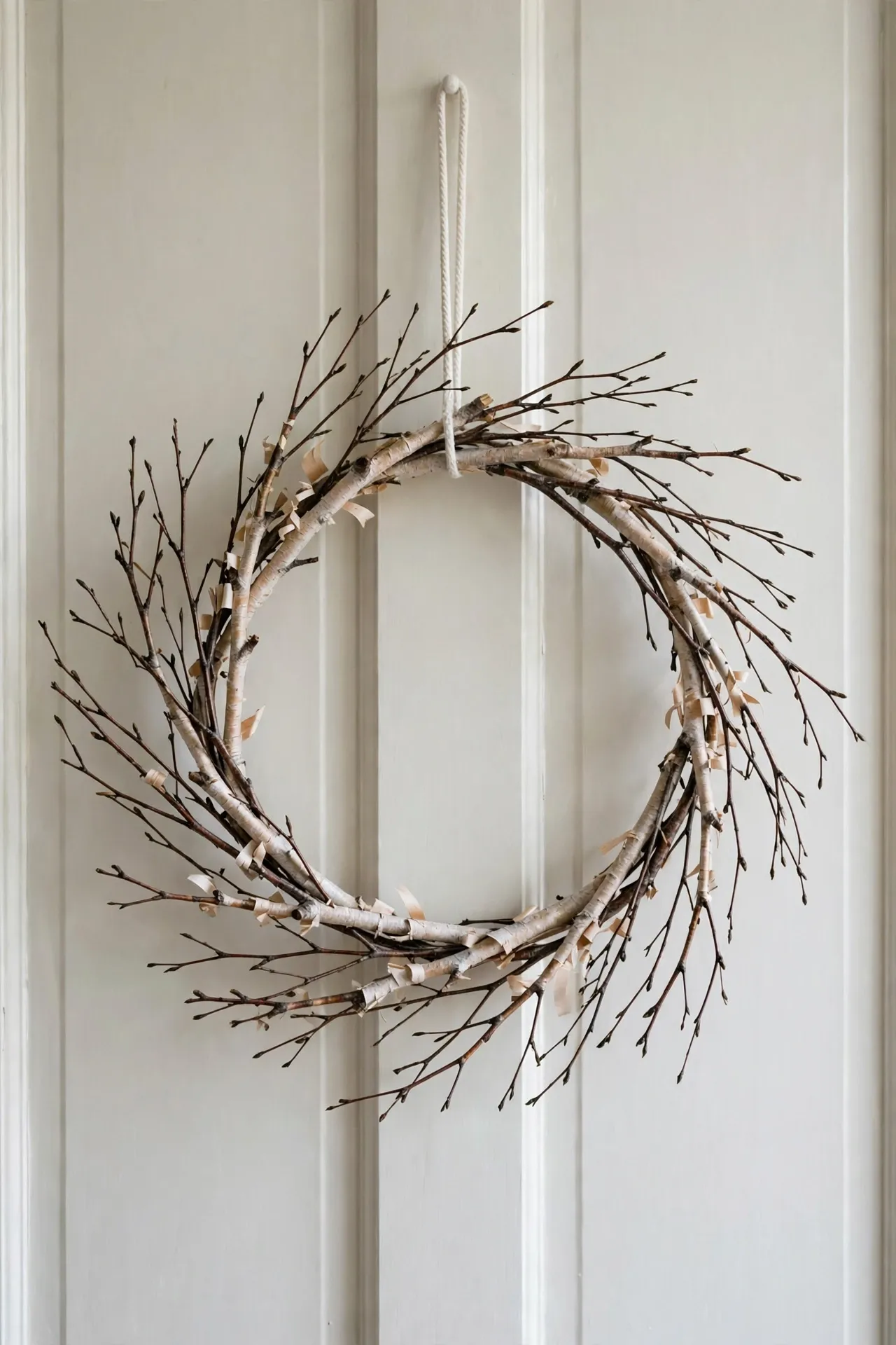 minimalist christmas wreath bare birch branch ring