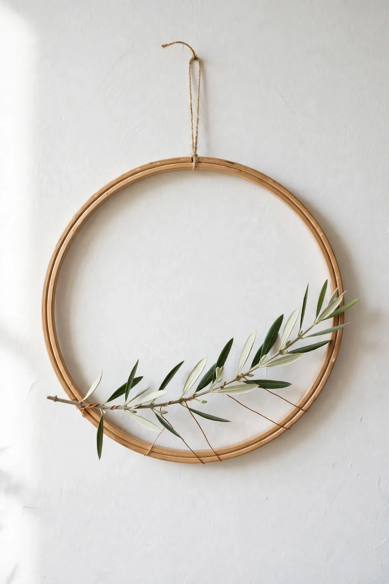 minimal christmas wreath one olive branch bare hoop