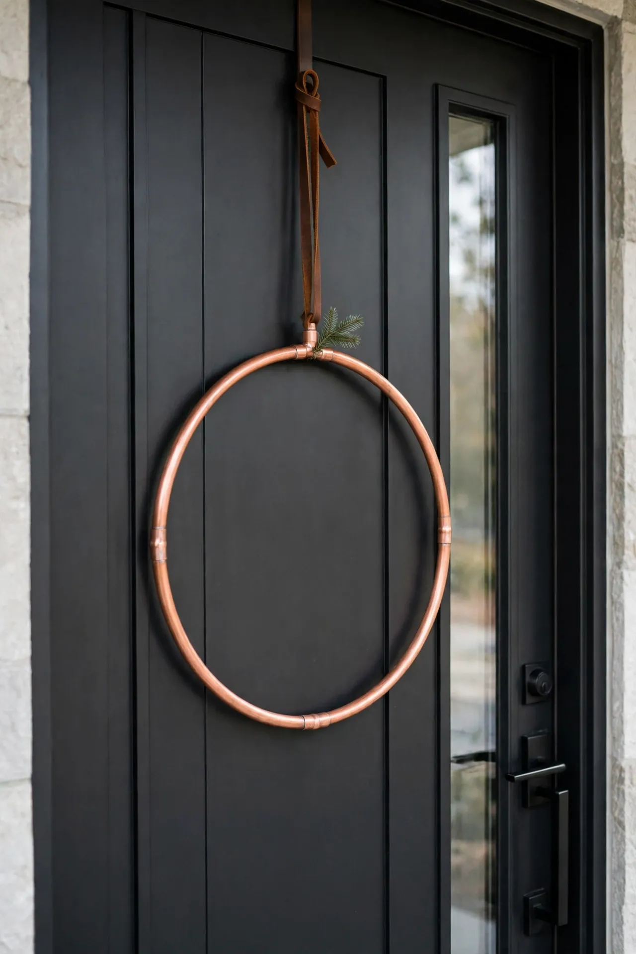 minimal christmas wreath copper pipe hoop