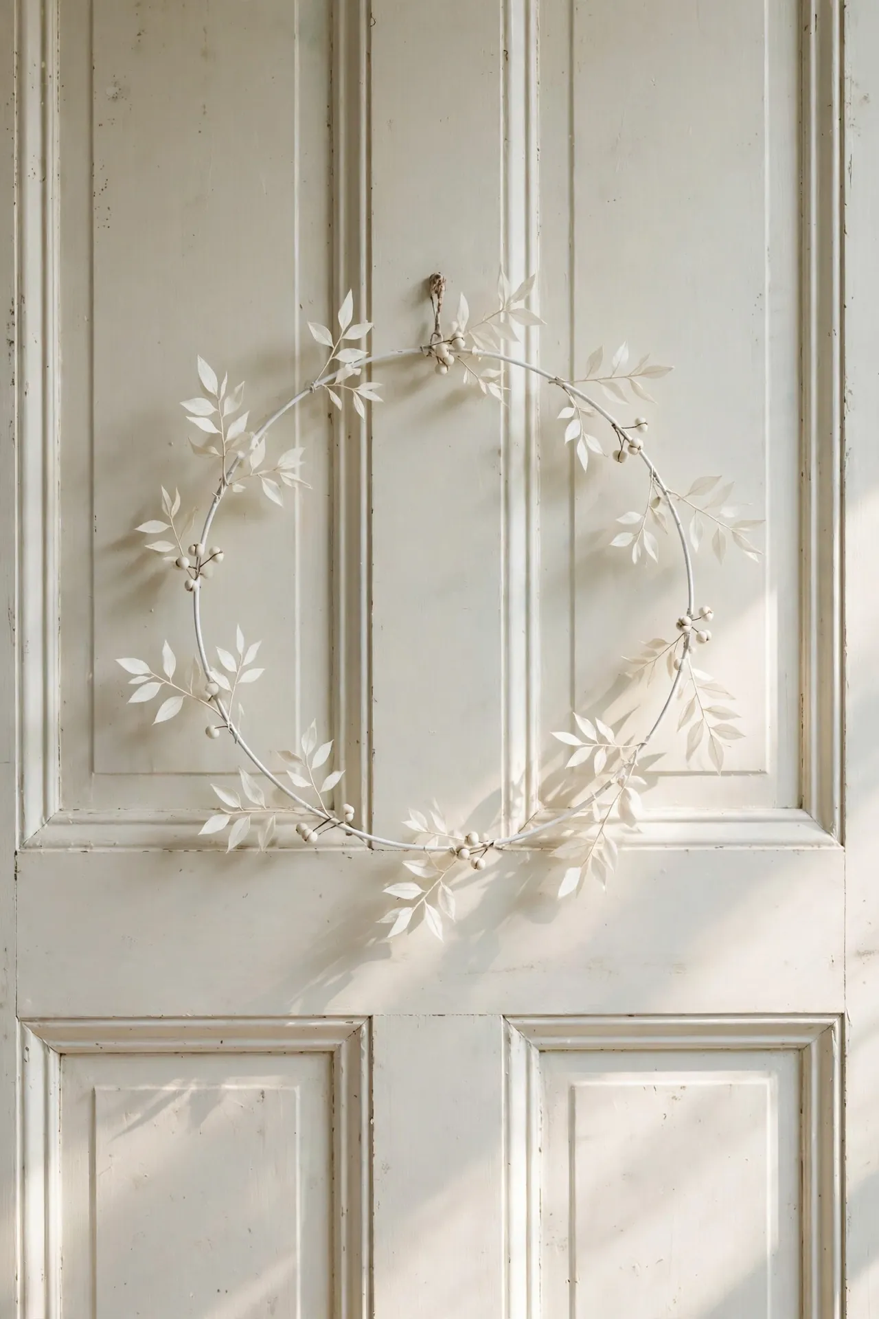 minimalist christmas wreath all white foliage
