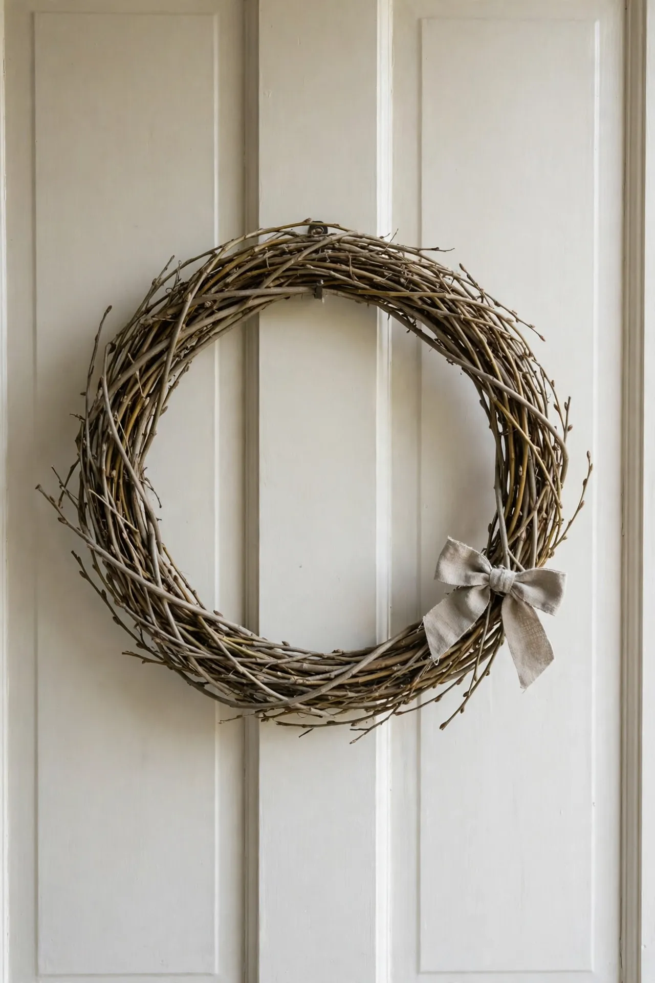 minimal christmas wreath off centre single bow