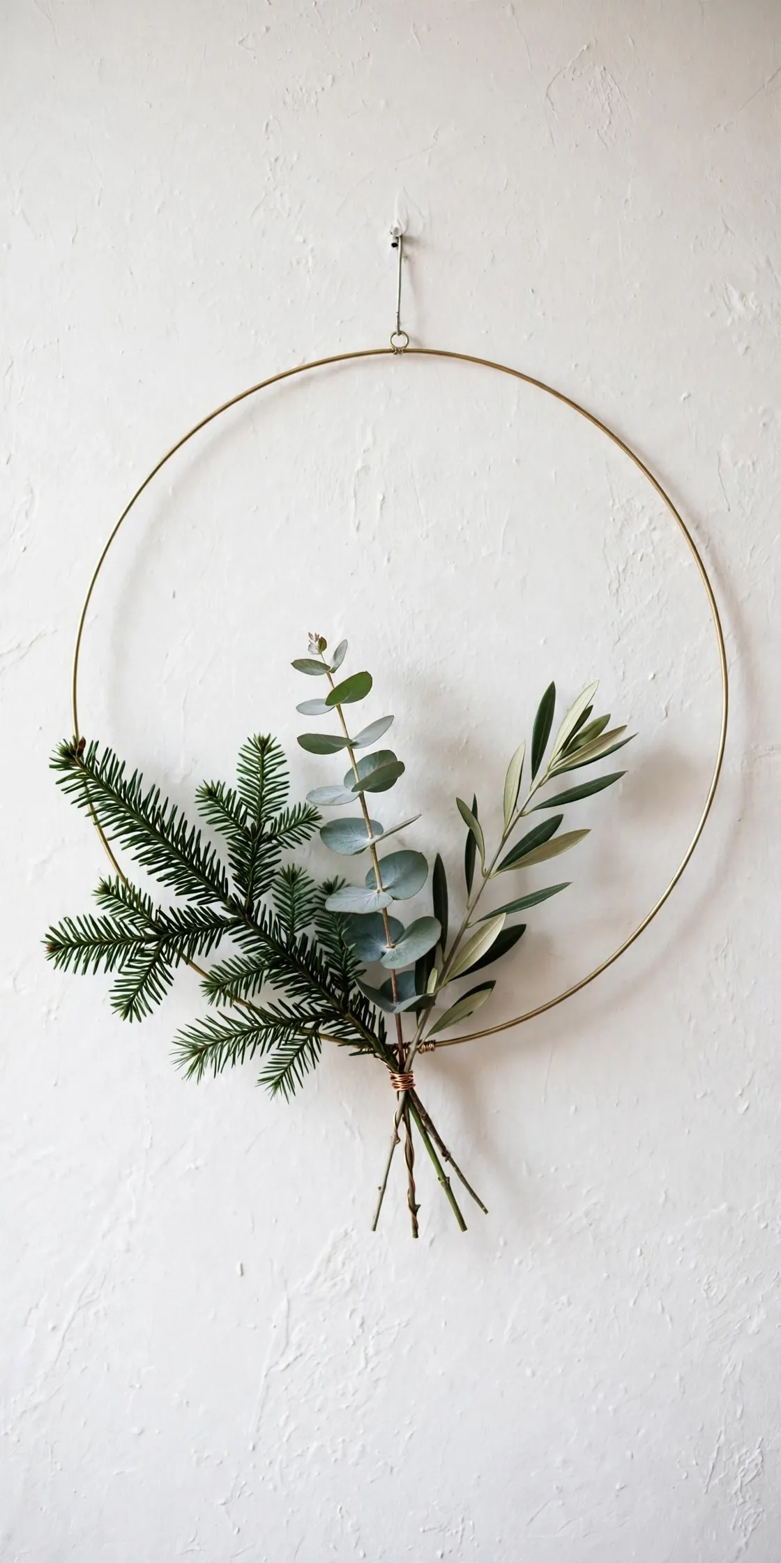 minimalist christmas wreath sparse three stem wreath
