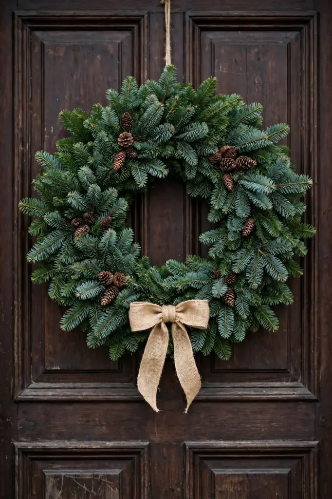 natural christmas wreath fir spruce front door