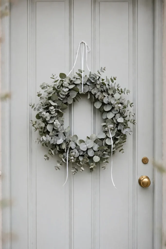 natural christmas wreath silver eucalyptus round