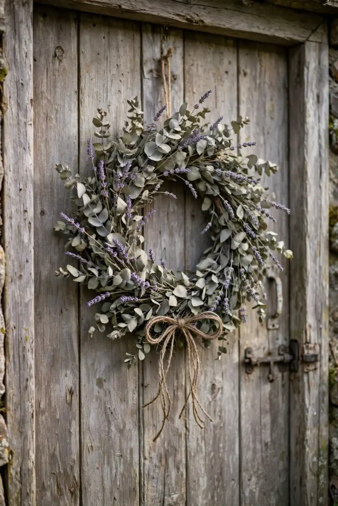 natural christmas wreath dried eucalyptus lavender