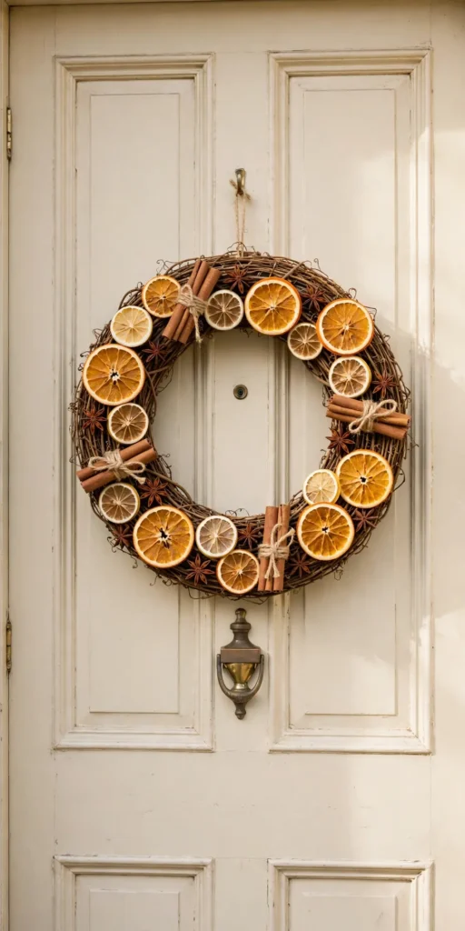 natural christmas wreath dried citrus cinnamon