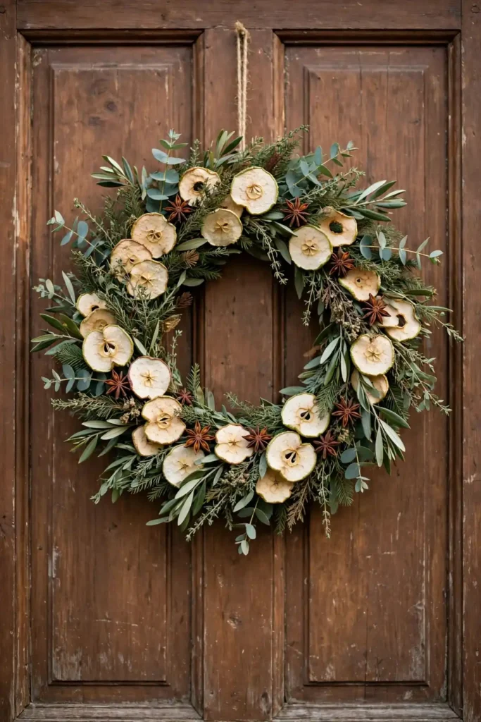 natural christmas wreath dried apple star anise