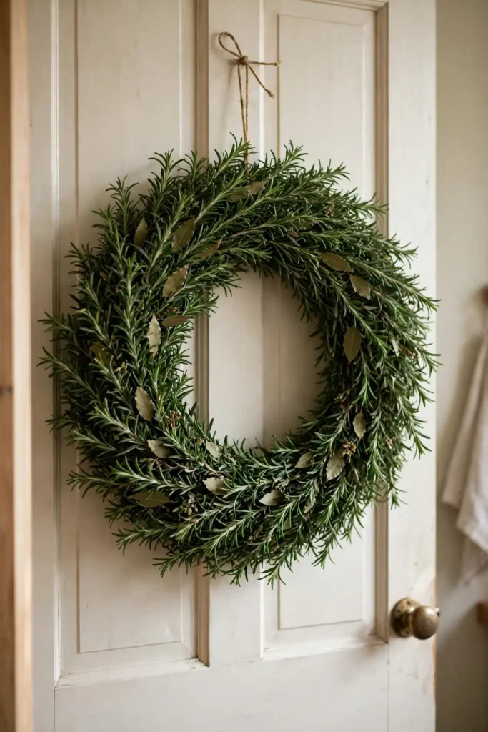 natural christmas wreath rosemary bay herbs