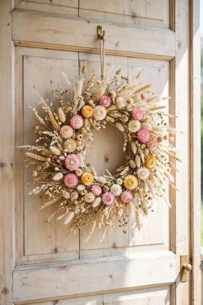 natural christmas wreath dried flowers grasses