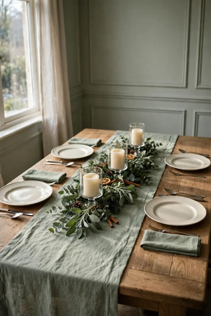 neutral holiday table decor