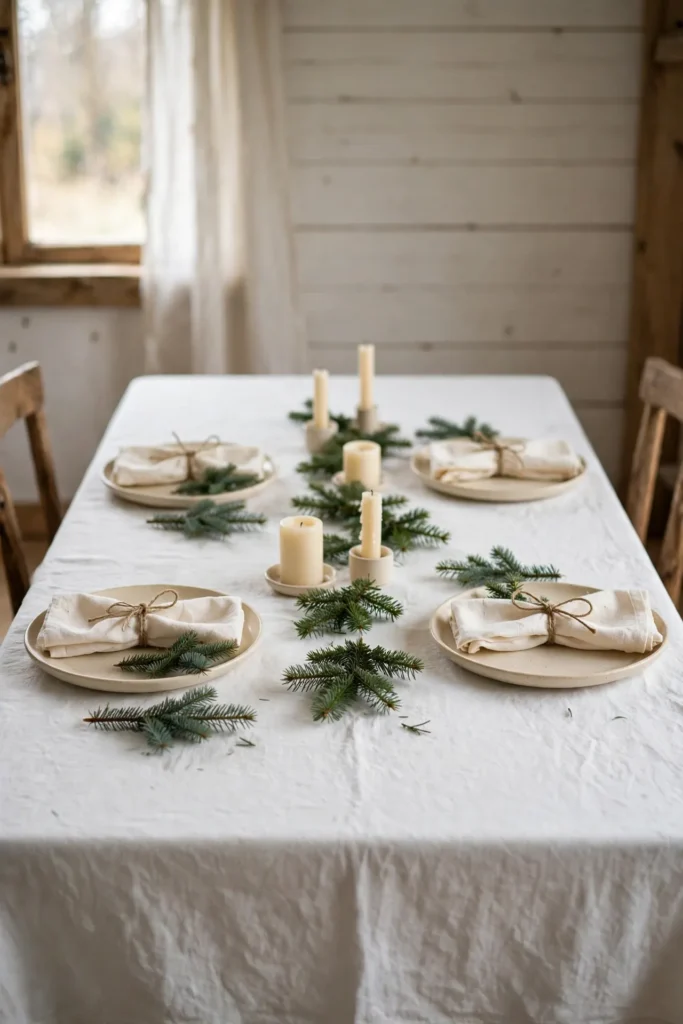 neutral christmas place settings
