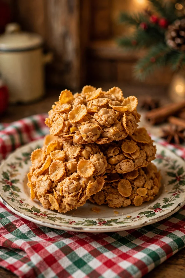 peanut butter cornflake cookies no bake