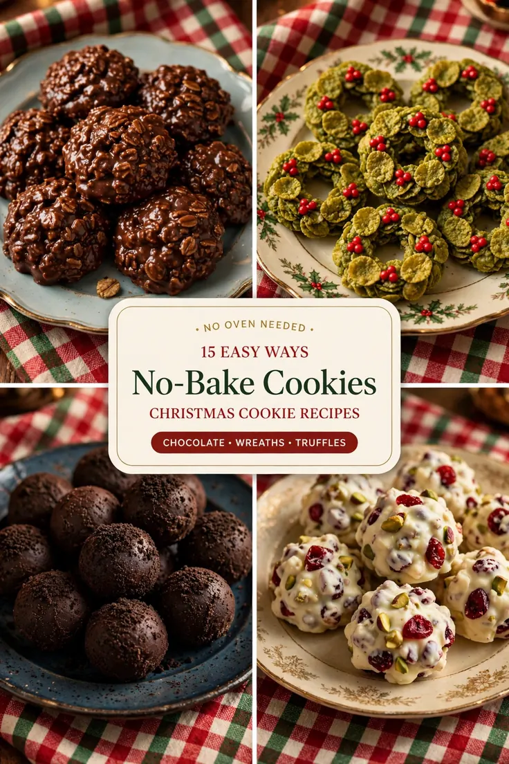 christmas no bake cookie recipes chocolate oat drops cornflake wreaths oreo truffles