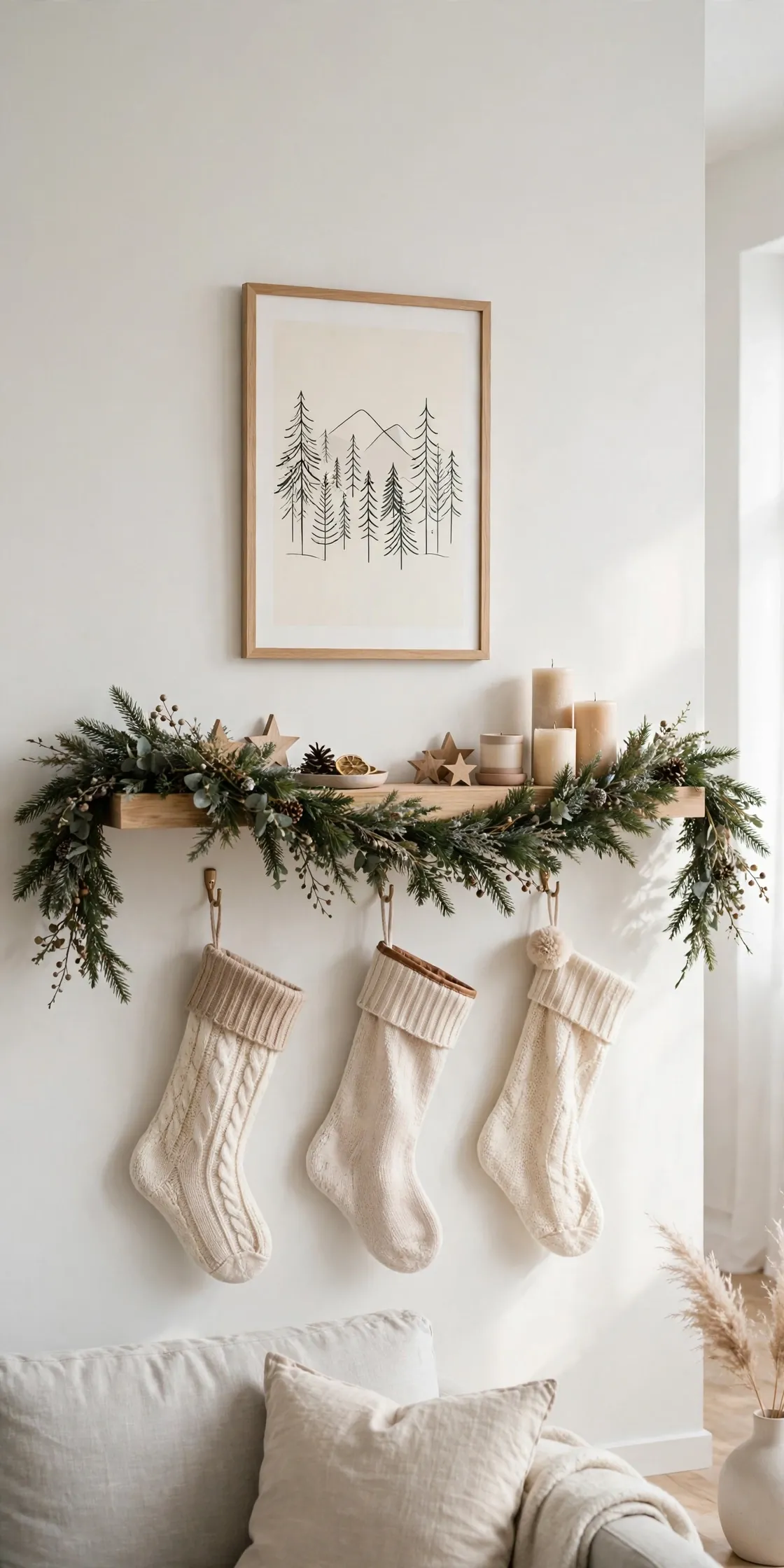 floating shelf christmas mantel decor wall