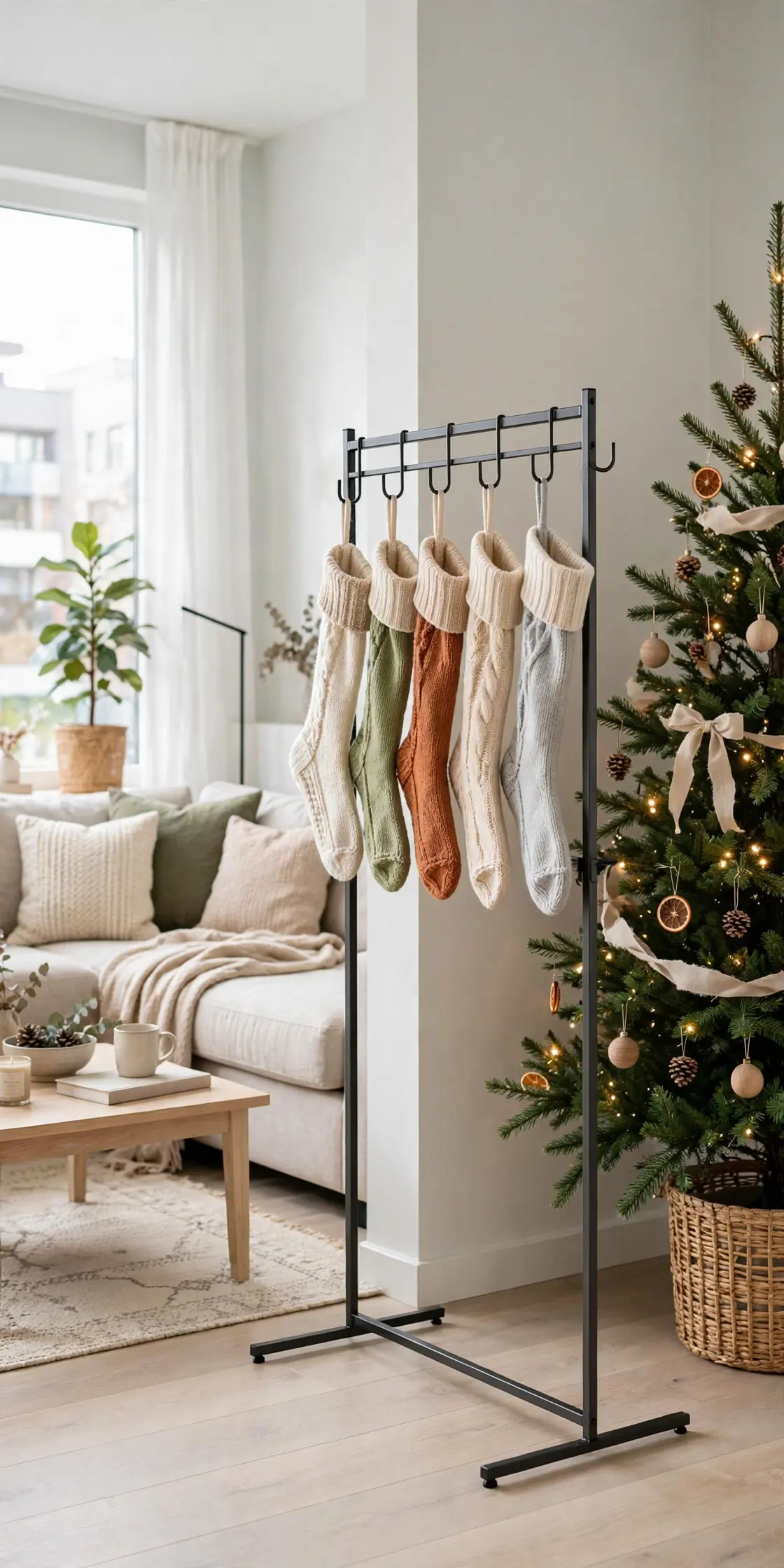freestanding stocking holder stand floor