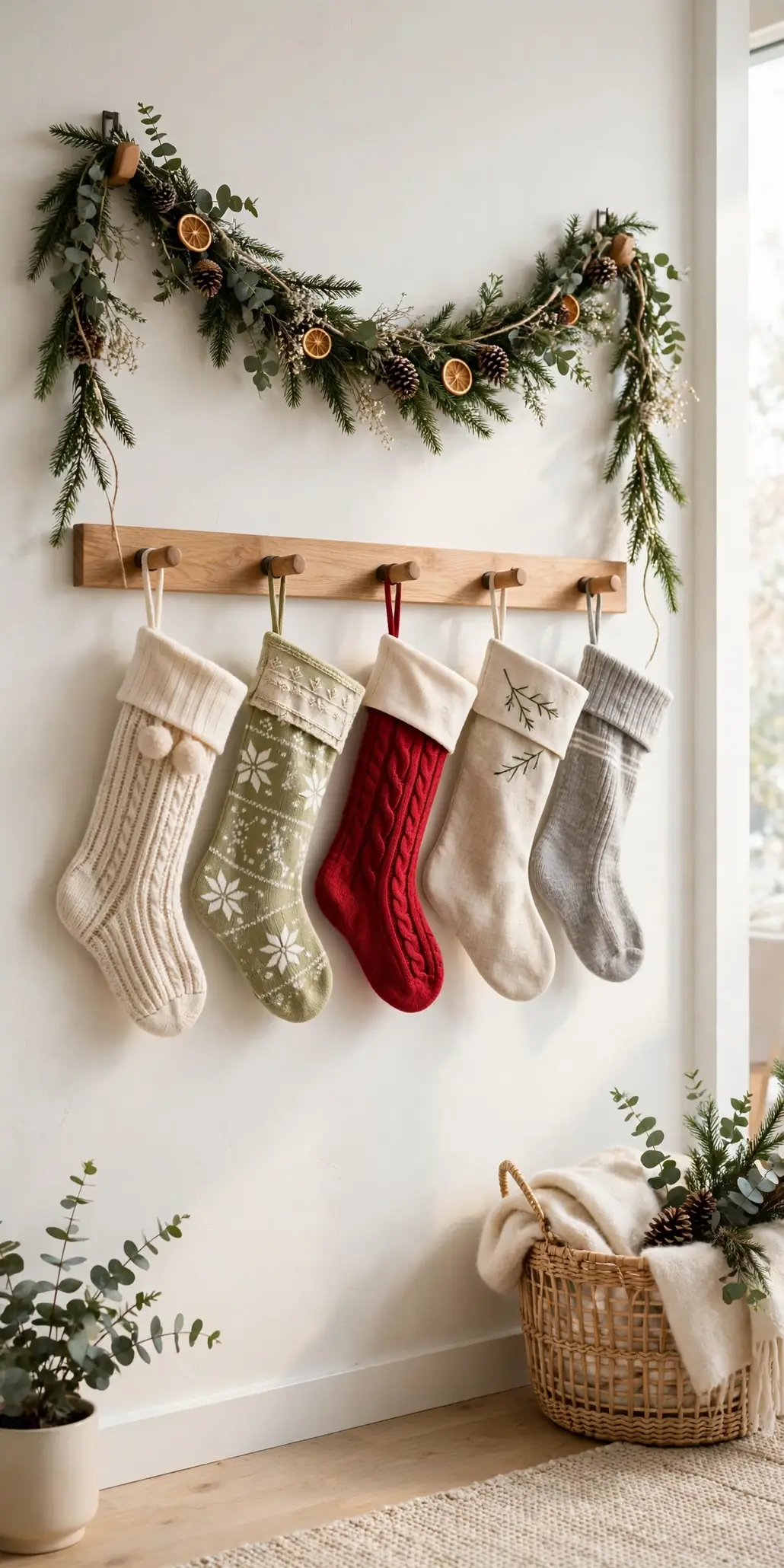 stockings hanging wall peg rail hooks