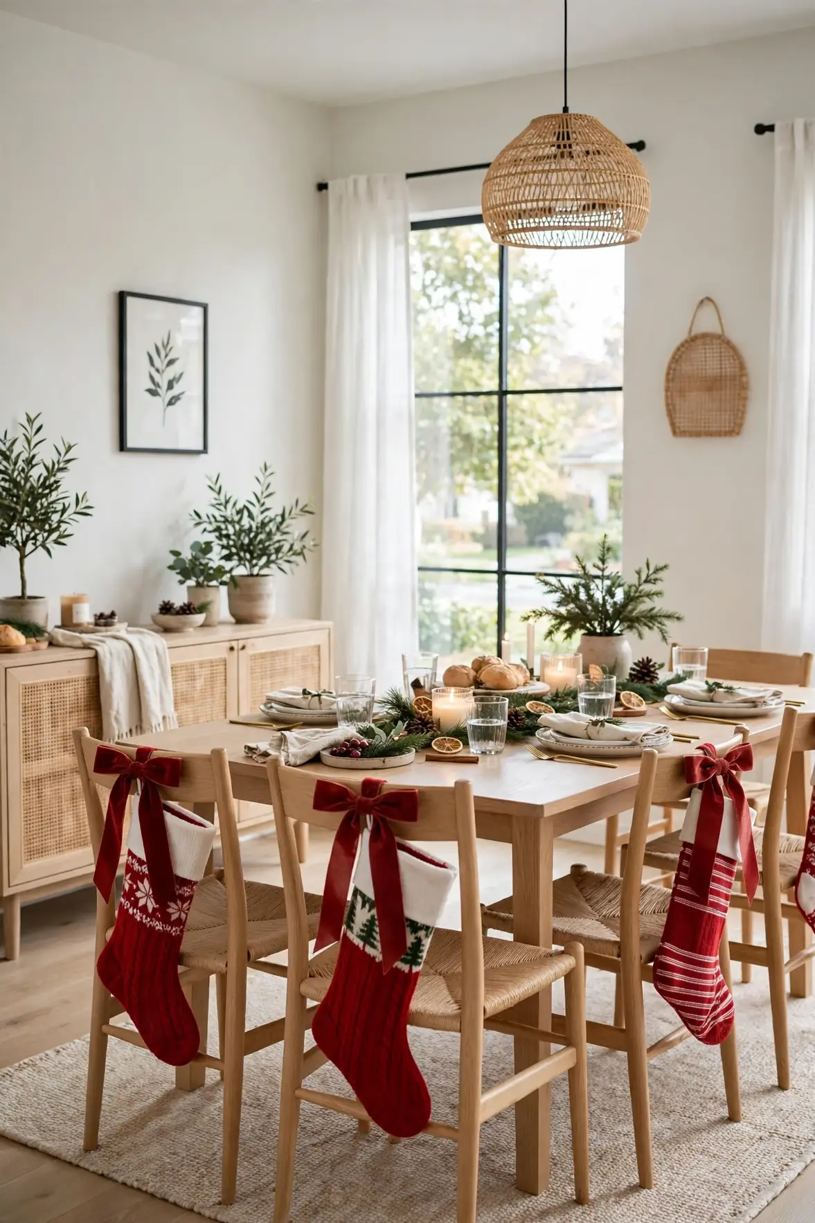 stockings hanging dining chair backs christmas