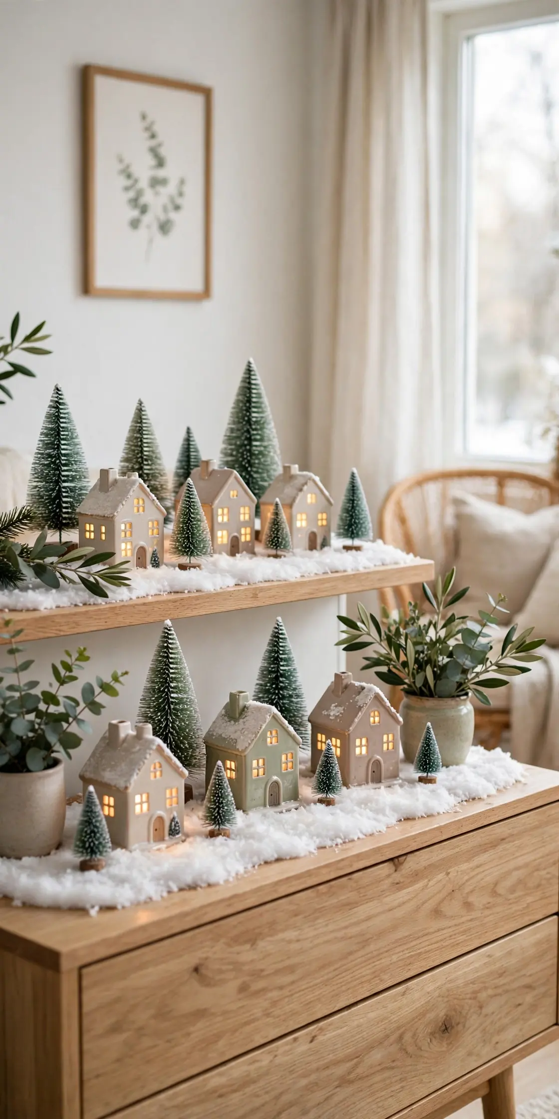 A Christmas Village As The Main Event christmas village scene sideboard decor without tree