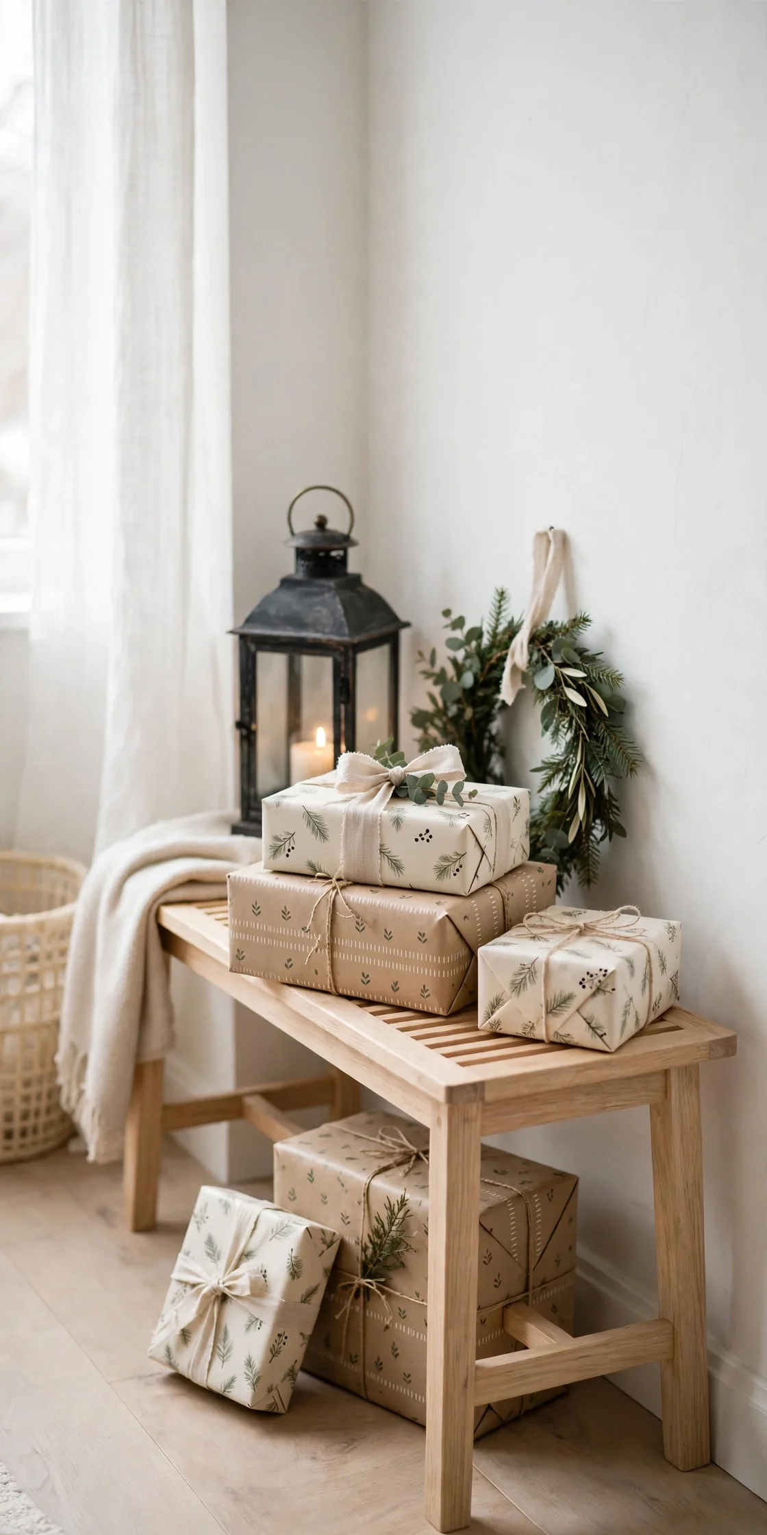 A Styled Present Corner christmas presents display corner no tree