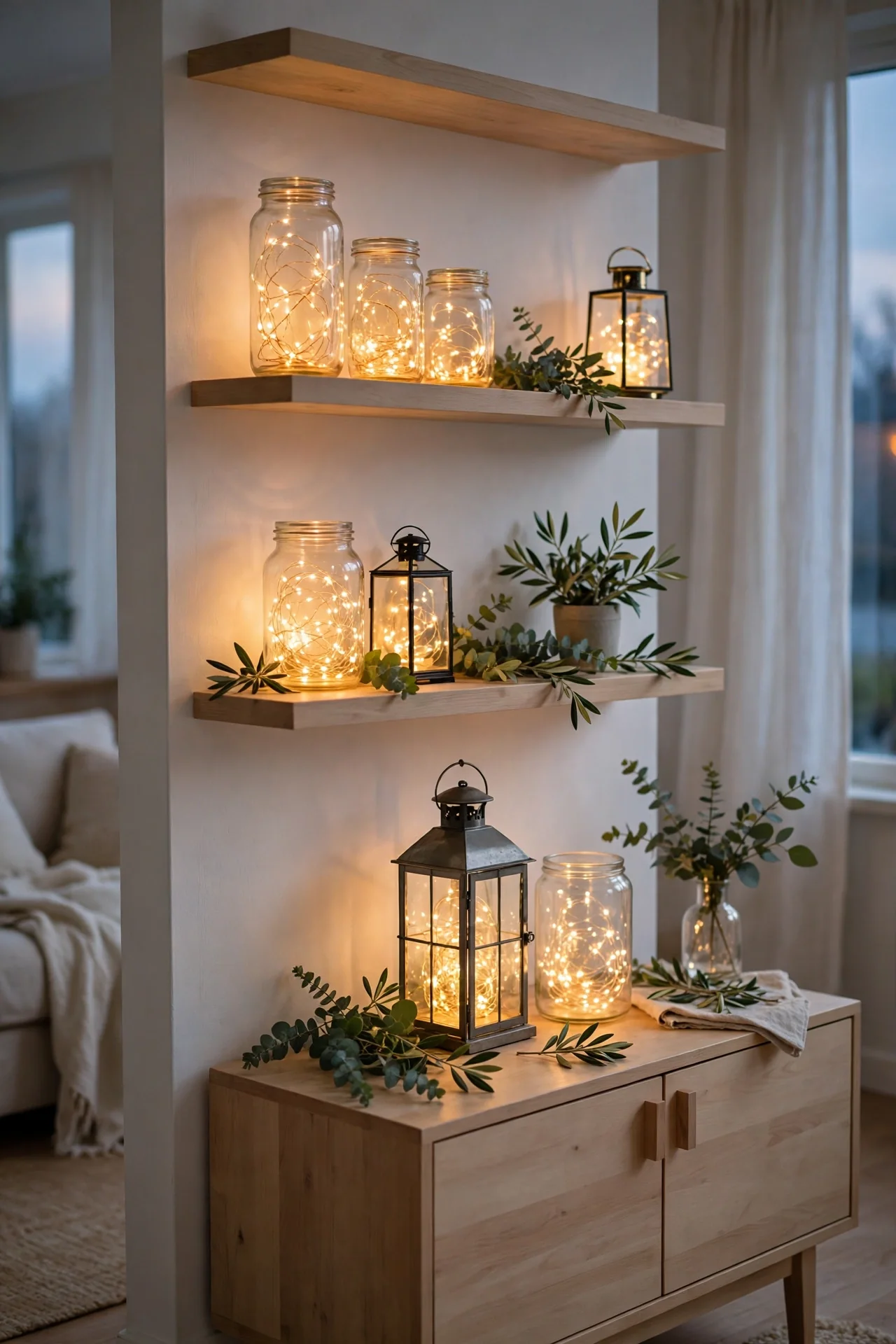 Fairy Lights In Jars And Lanterns christmas fairy lights jars lanterns glow