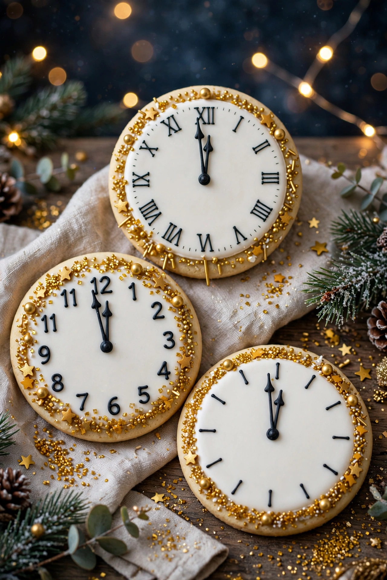 clock face sugar cookies new years eve dessert