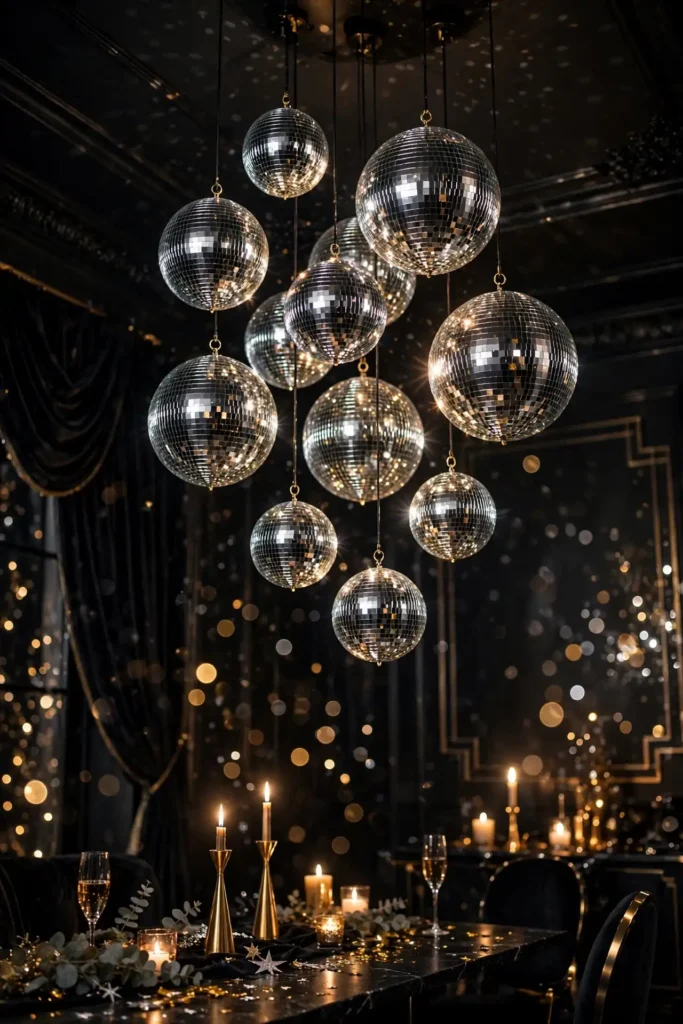 disco ball cluster ceiling nye decor