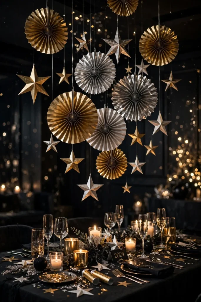hanging paper stars fans ceiling nye