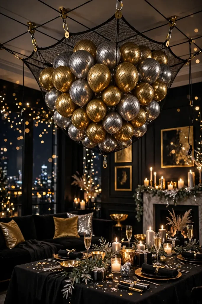 balloon drop net midnight new years eve
