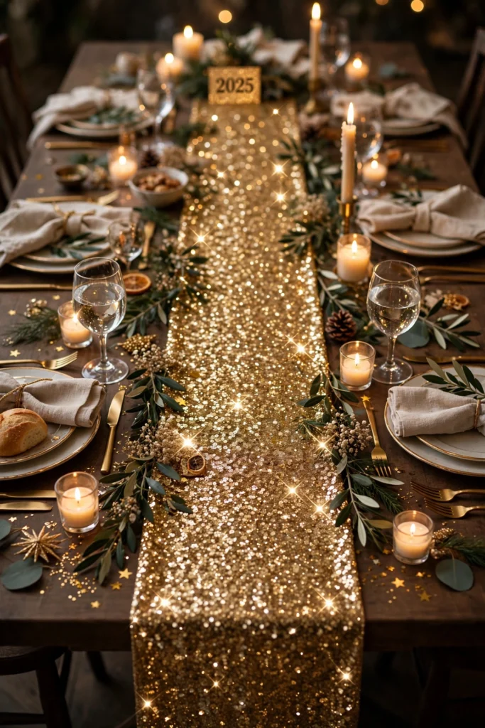 new year table decor gold sequin table runner