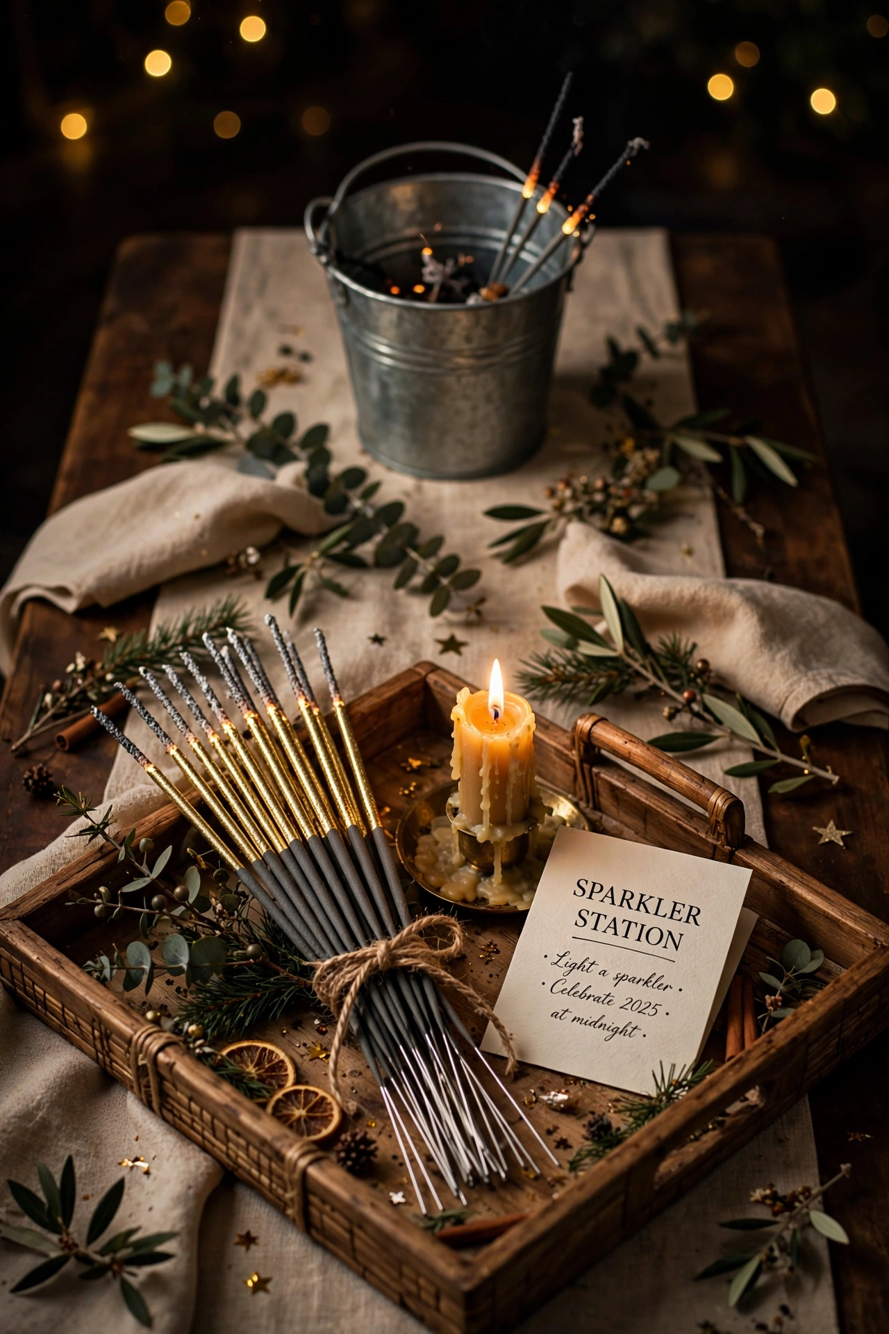new year table decor sparkler station for midnight