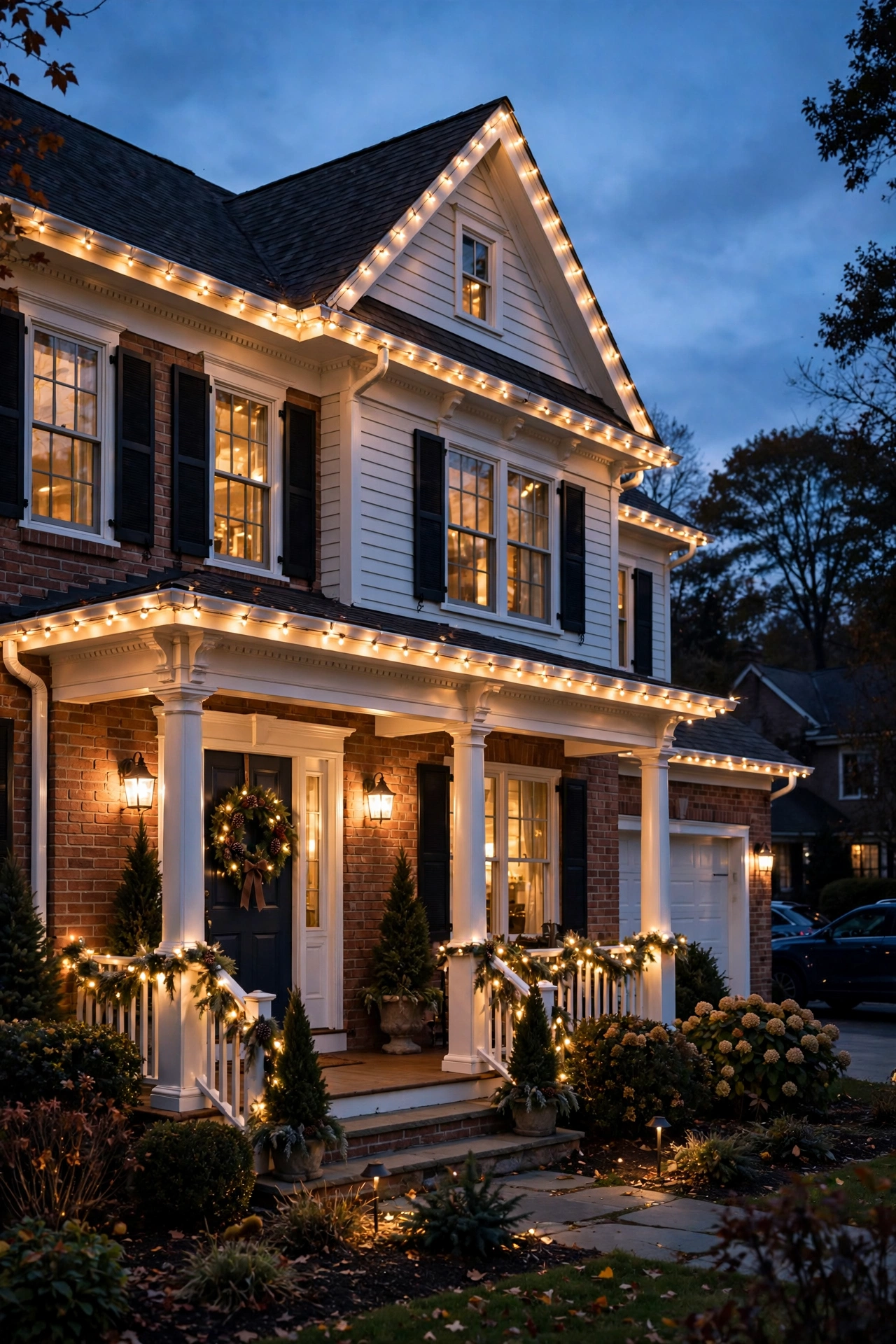 christmas roofline string lights house outline