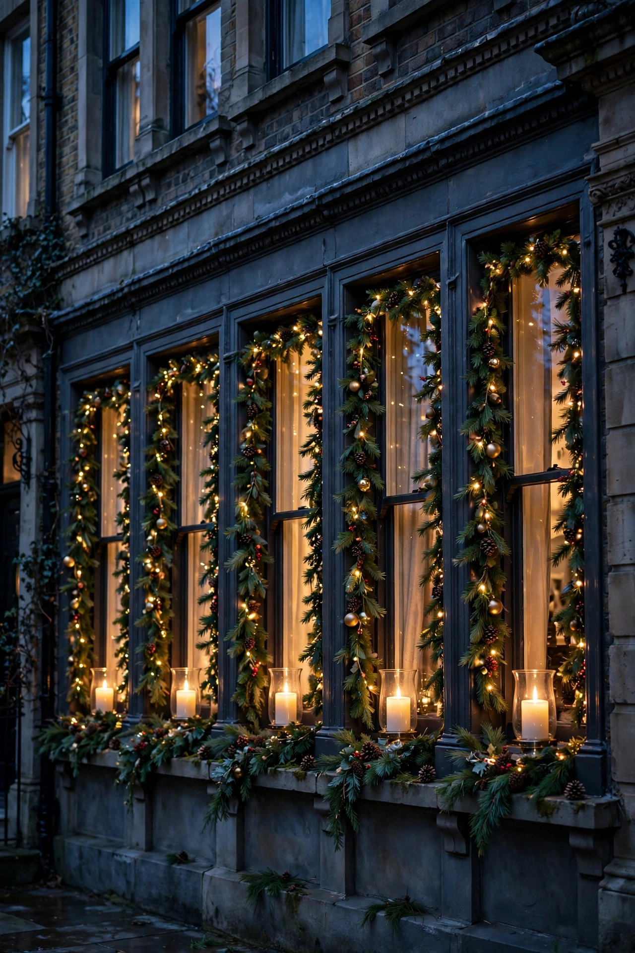 christmas window candles outdoor glow