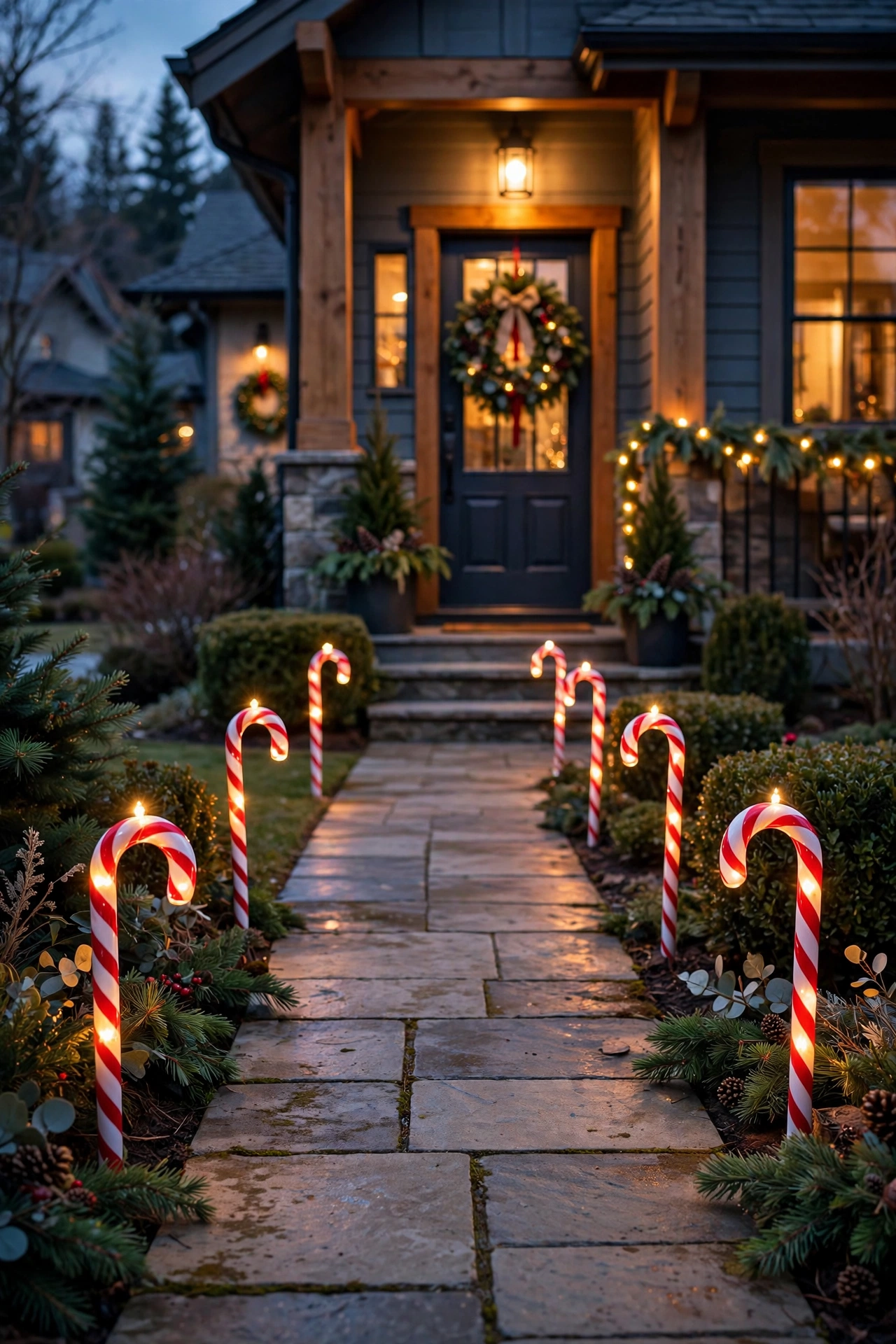 christmas pathway lights candy cane walkway