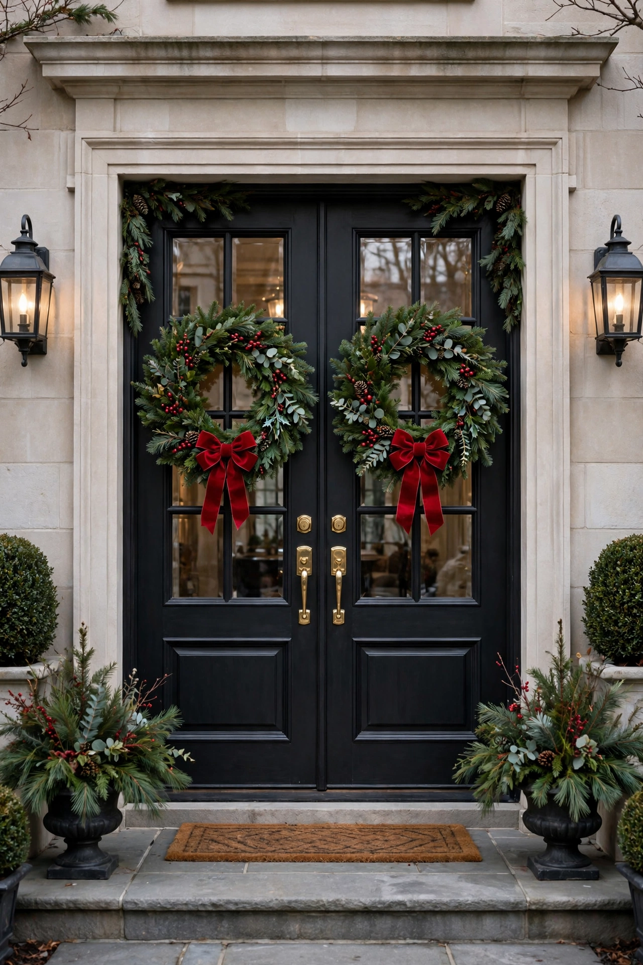 outdoor christmas wreath porch door double
