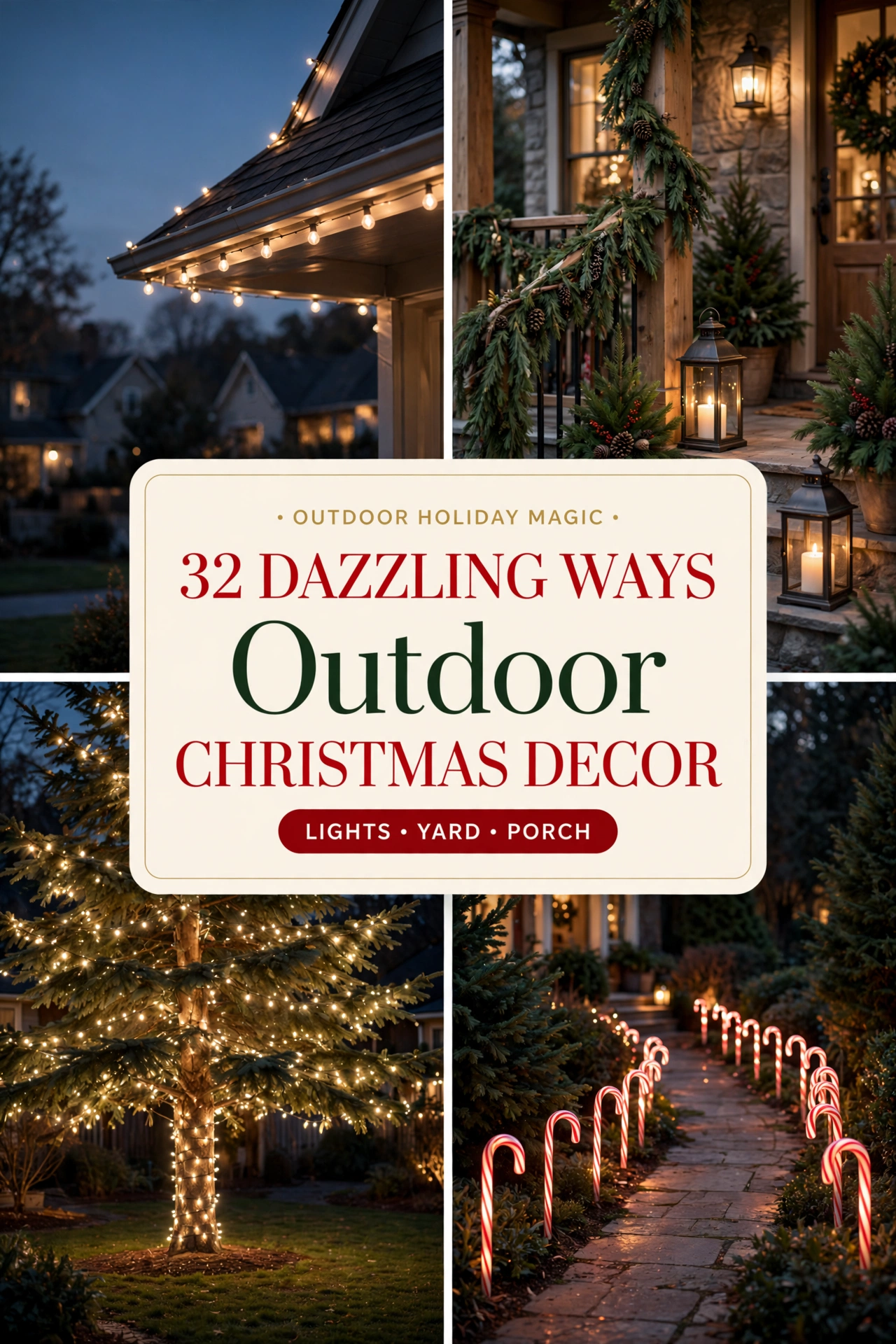 outdoor christmas decor ideas collage 32 ways