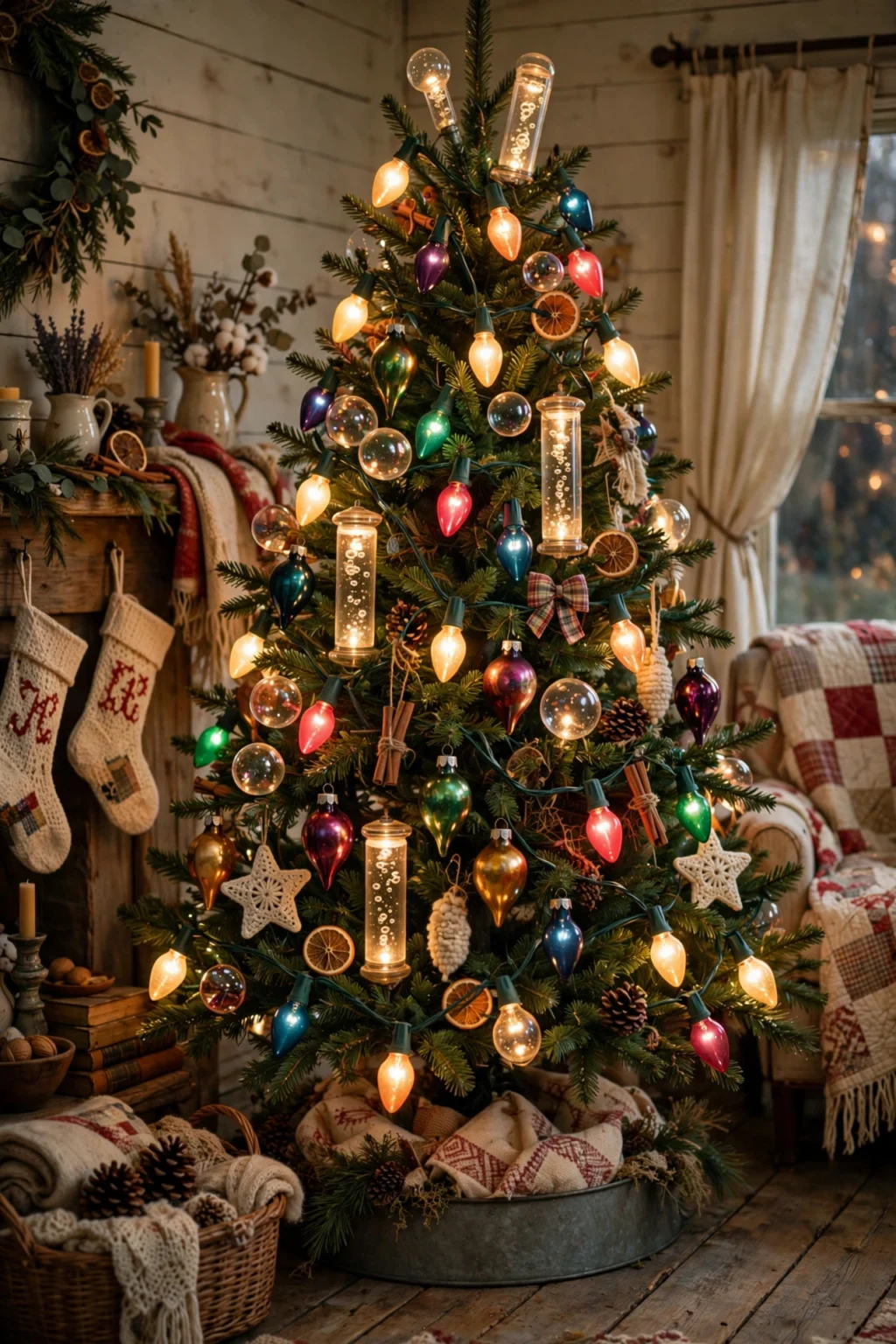 large bulb christmas lights bubble lights vintage tree