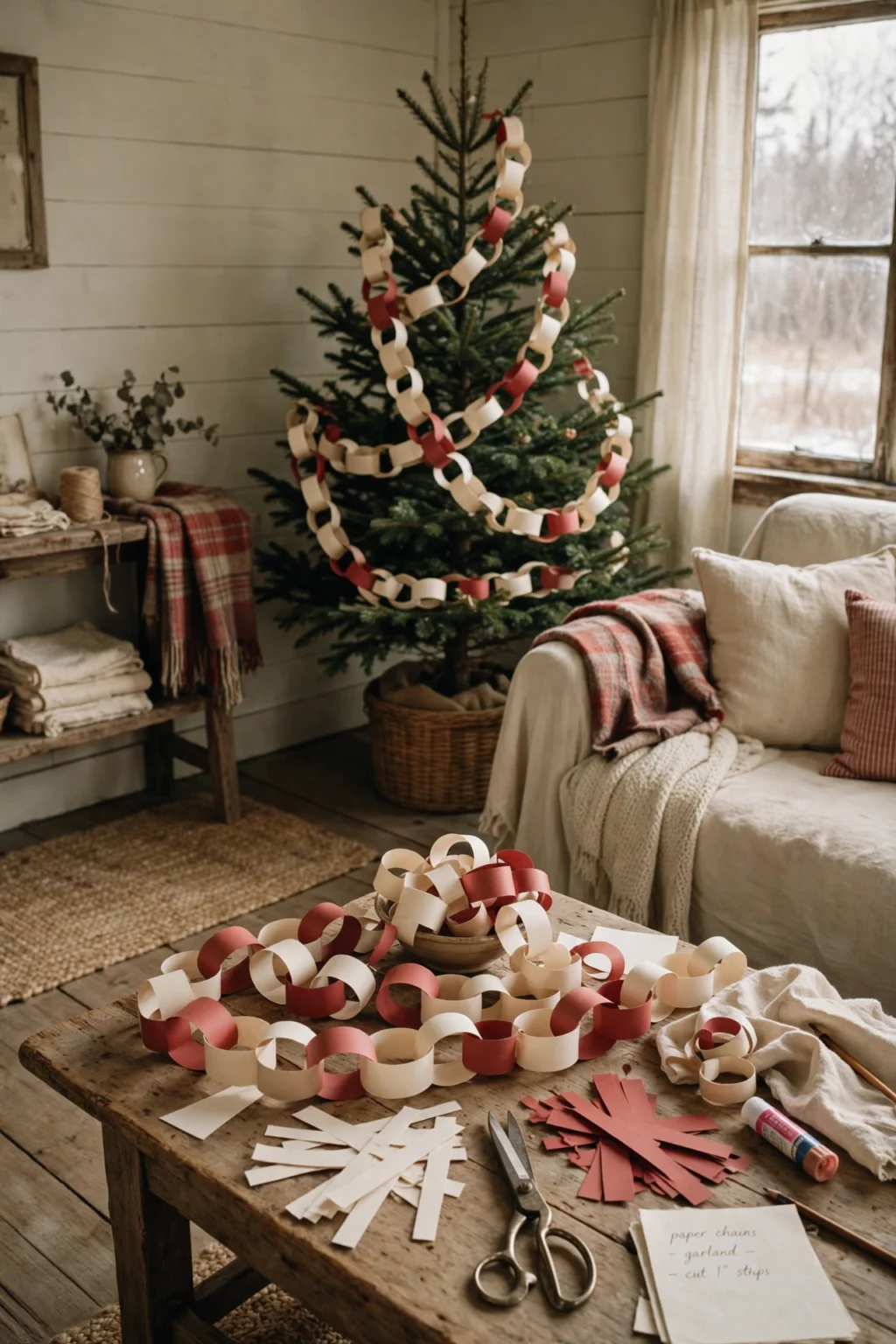 paper chain garland christmas tree handmade