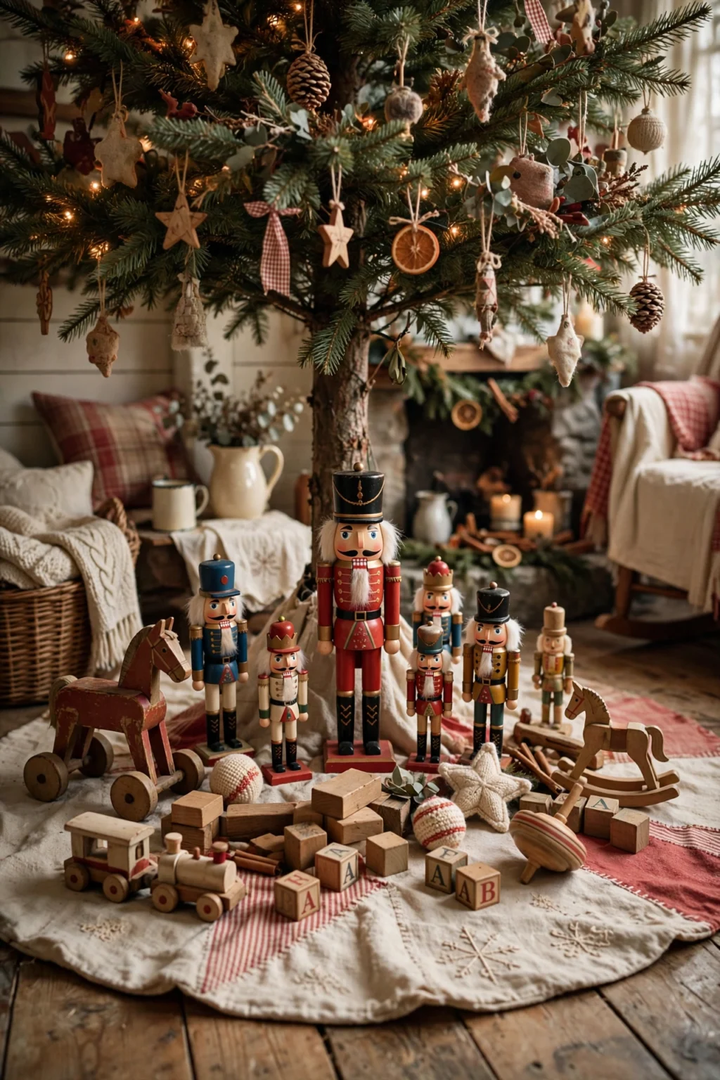 wooden nutcracker christmas tree base traditional