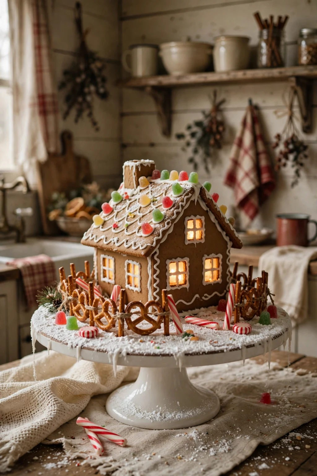 gingerbread house christmas table decoration homemade