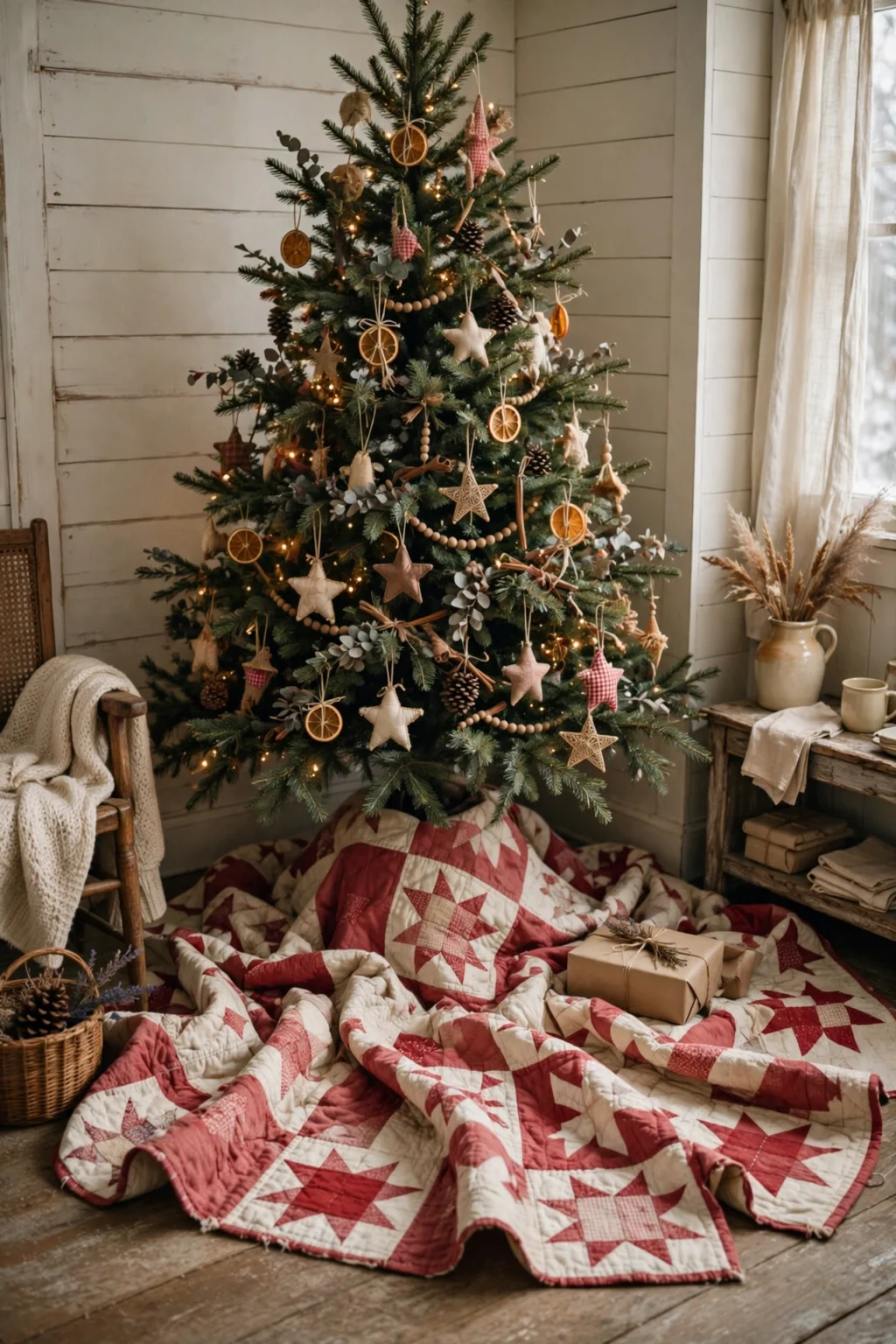 quilt christmas tree skirt farmhouse country