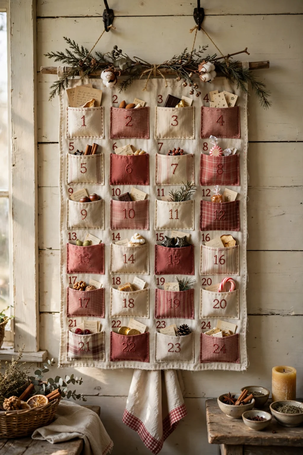 advent calendar pockets handmade christmas countdown