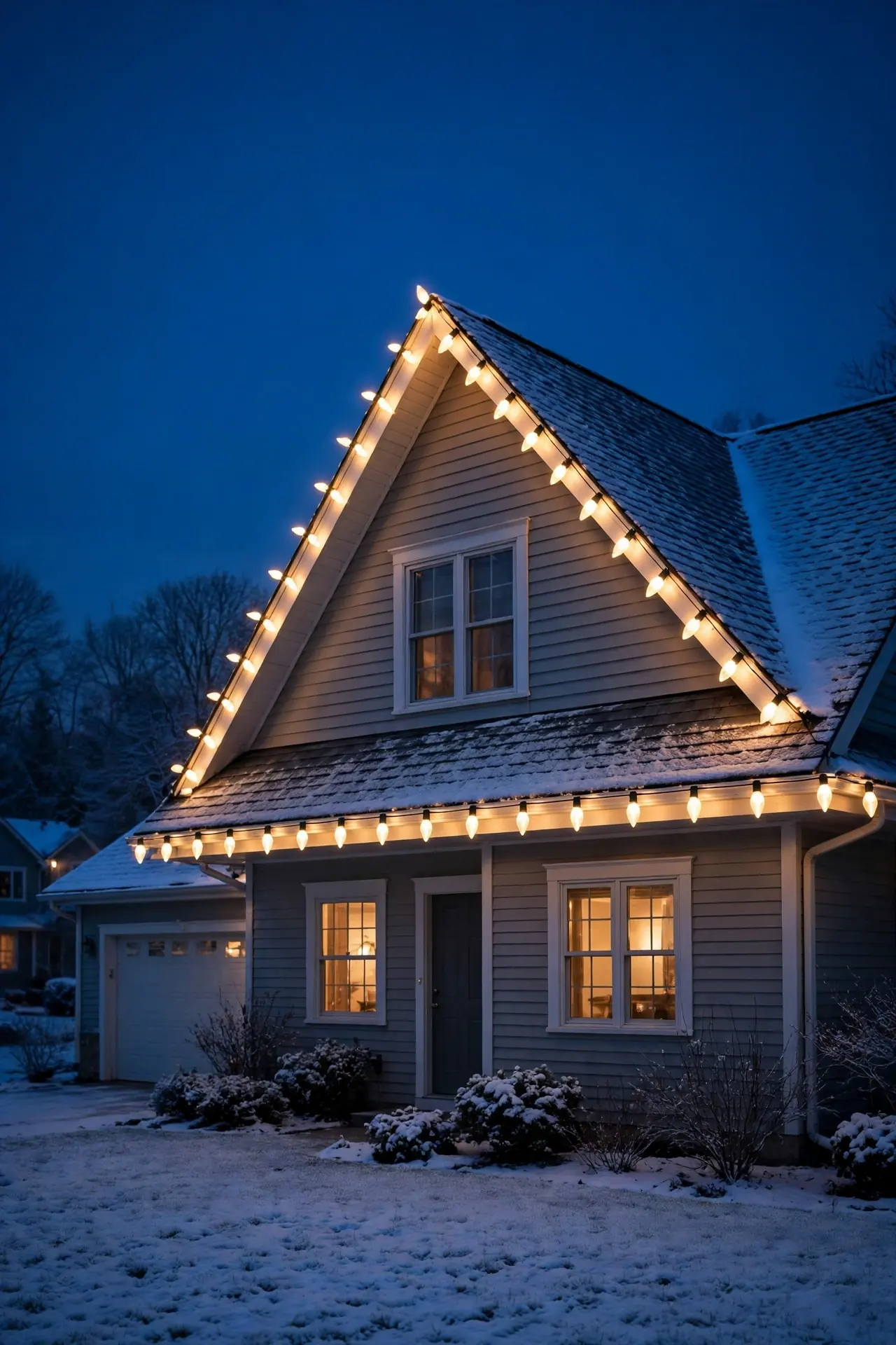 c9 christmas lights roofline warm white house