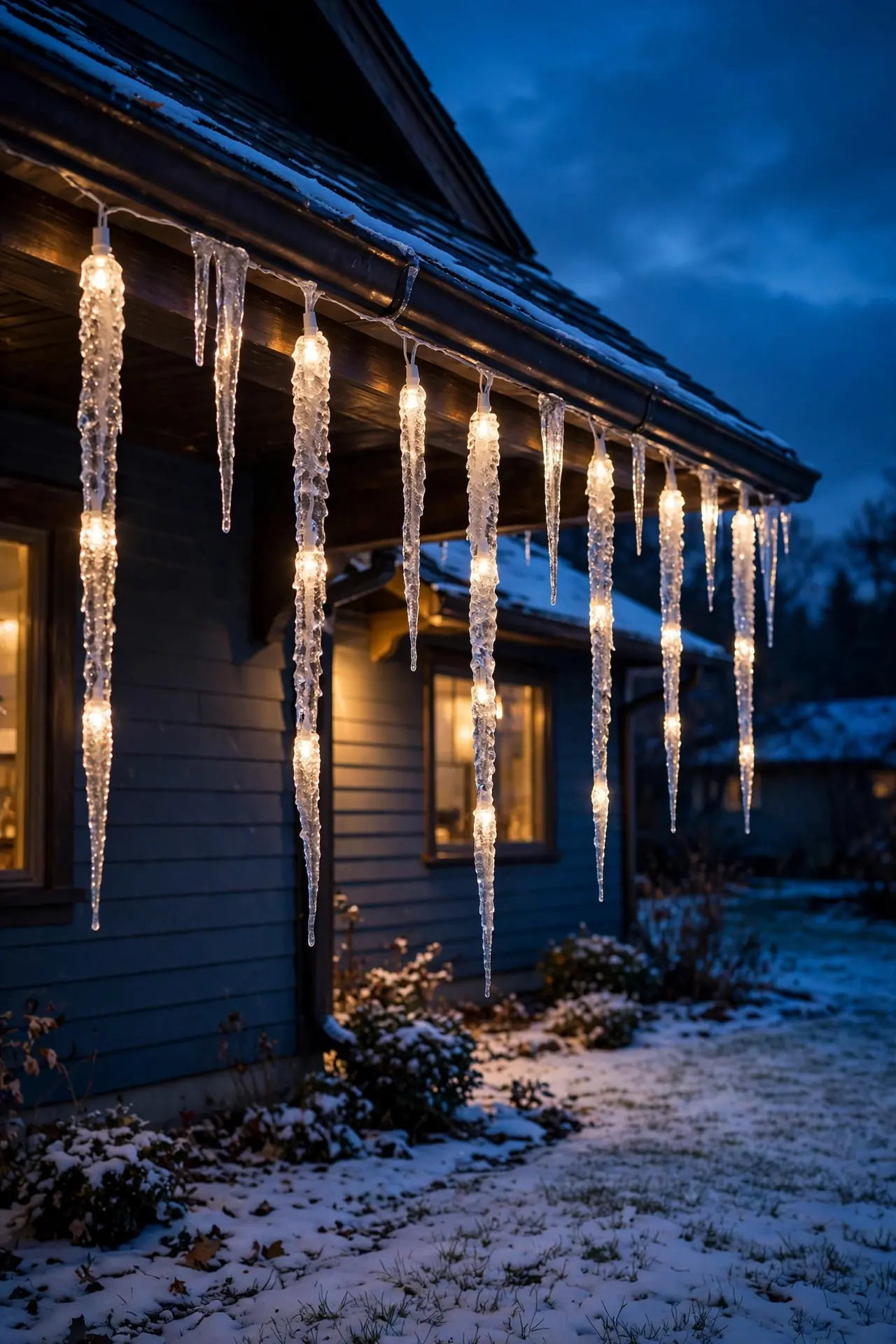 icicle christmas lights for outside eaves