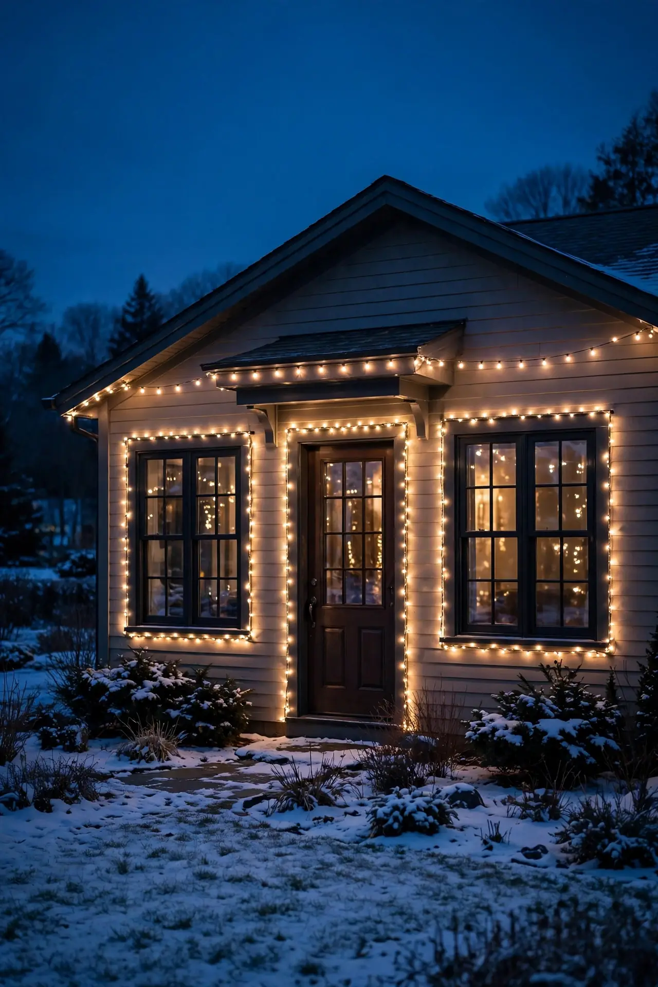 light strings outdoor window door outline
