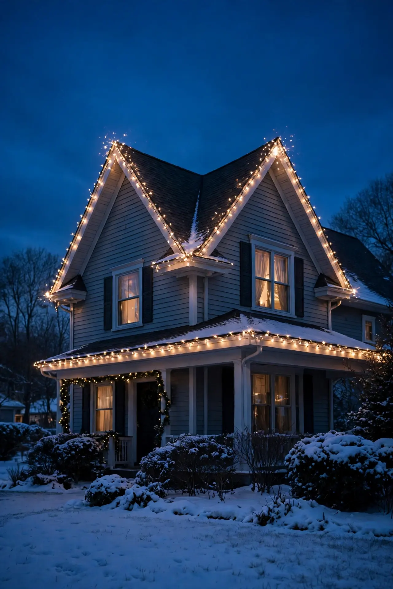 twinkle exterior christmas lights roofline mix