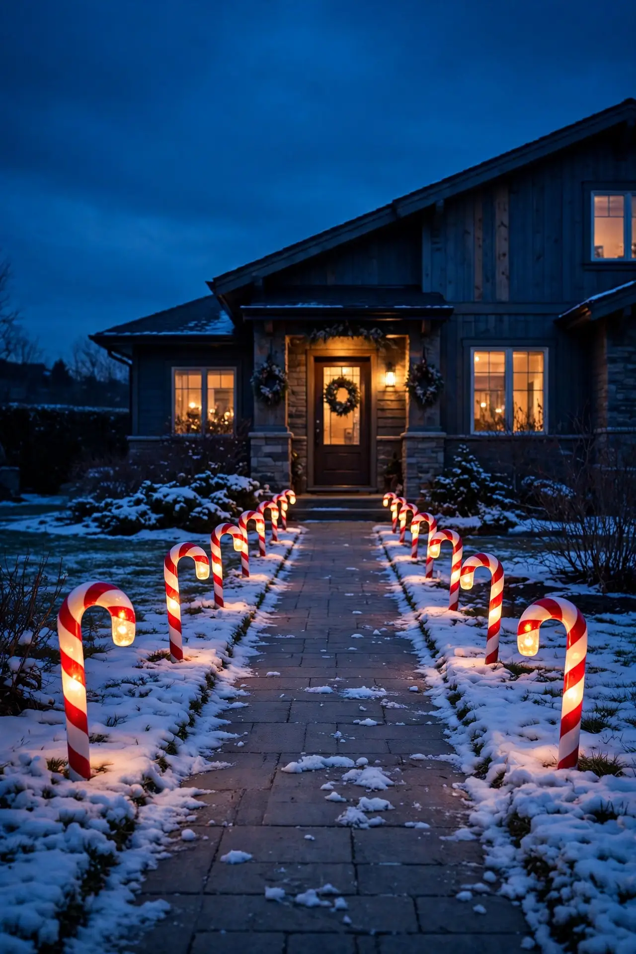 candy cane path lights walkway christmas