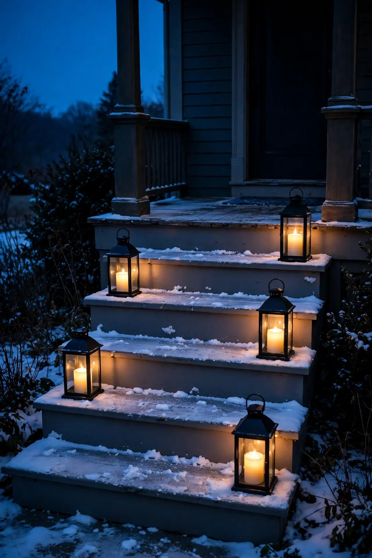 outdoor christmas lamp lanterns front steps